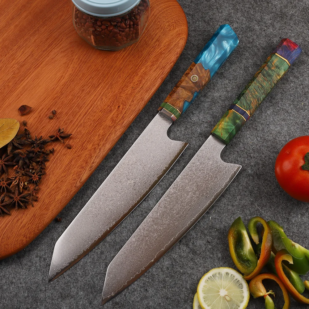 Wood Resin Damascus Steel Chef Knives – KogamiSteel