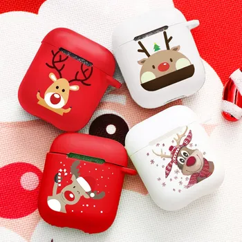 

Cute Christmas Cartoon Deer Silicone Headphone Cases for Apple Airpods 1 2 Earphone Case for Airpods 1/2 Protective Cover Fundas