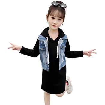 

Kids Clothes Hole Vest + Hoodies Dress Girl Clothes Casual Style Girl Clothing Spring Autumn Children's Costume