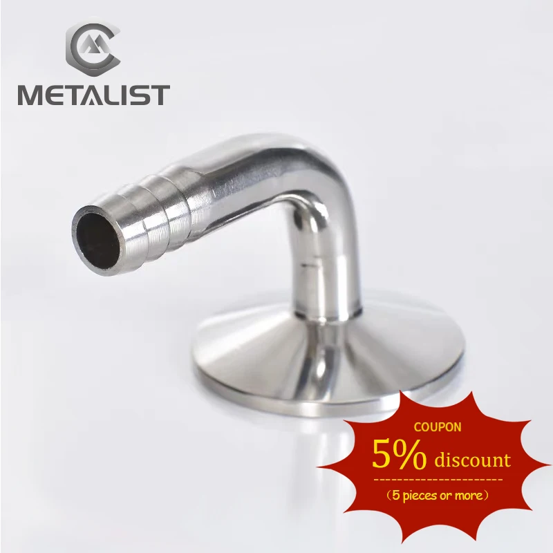 METALIST 3/4" OD 19mm SS304 Stainless Steel Sanitary Hose Barb 90 Degree Elbow Ferrule OD 50.5mm Fit 1.5" Clamp Pipe for home b