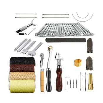 

34PCS Leather Craft Tools Kit Carving Work Saddle Sewing Stitching Punch Leathercraft Accessories for DIY Hand Leather Working