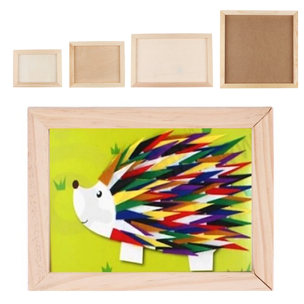 Natural Wood Photo Frame Burlywood Color for Art Crafts Display -Frame Picture Holders DIY Crafts-Kids Handcrafts Supply