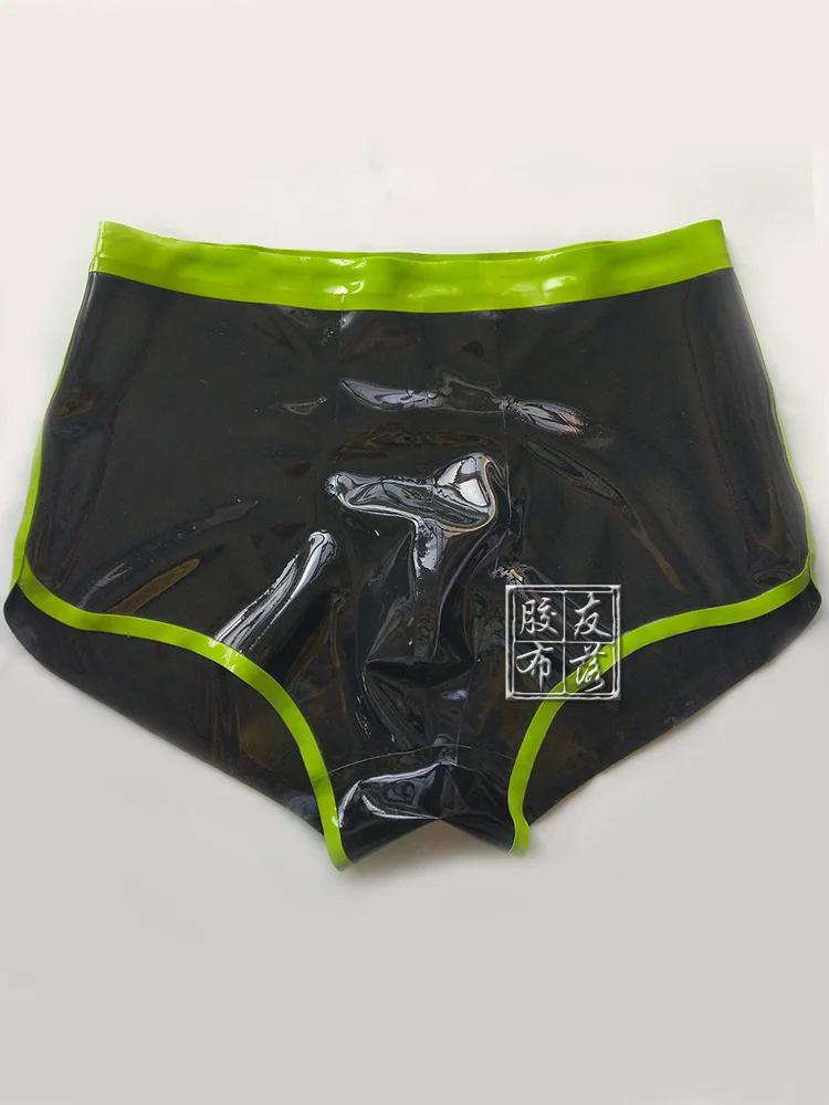 

MEN LATEX BOXER WITH GREEN TRIMS MEN SEXY LATEX UNDERWERA