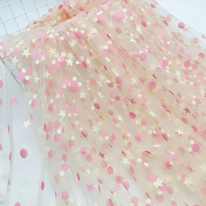 Блестящее яркое Сетчатое платье со звездой и мышкой ширина 150 см одежда для детей