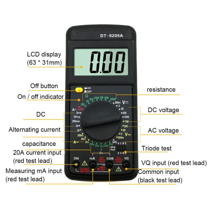 Высокоцифровой мультиметр ЖК-дисплей портативный тестер сопротивления напряжения с подсветкой XL830L LG66