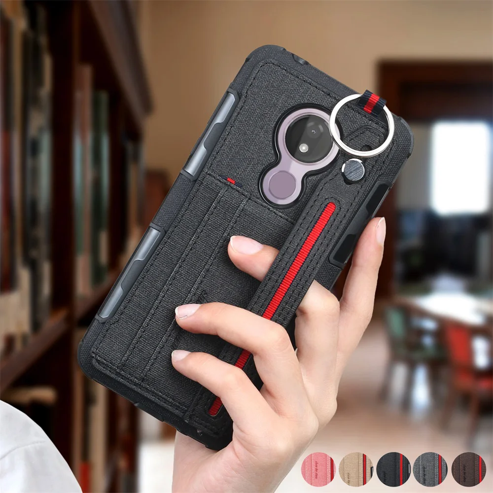 

For Motorola G7 Power Ultra Thin Retro Durable Shockproof Back Cover Case moto g7 power Canvas Slim Card Slots Phone case capa