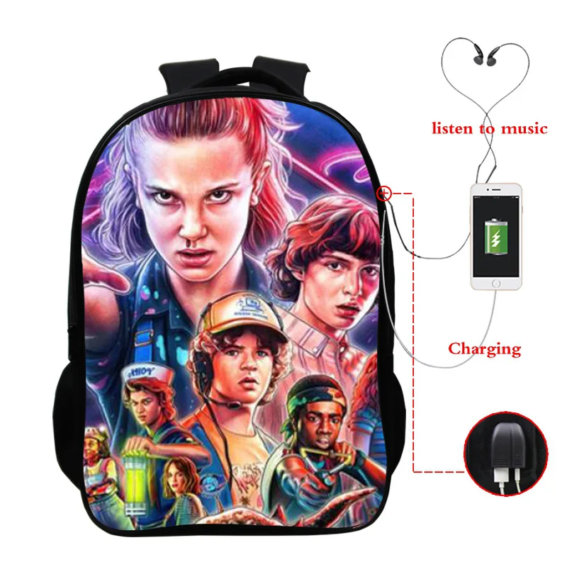 Newst Usb Mochila странные вещи рюкзак и сумка Dos школьные сумки для девочек-подростков Bookbag Cartera Mujer Hombre рюкзак