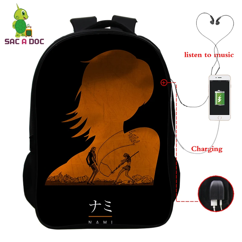 Mochila аниме один кусок рюкзаки многофункциональный USB зарядка латоп рюкзак школьные сумки для подростков девочек мальчиков путешествия рюкзак - Цвет: 26