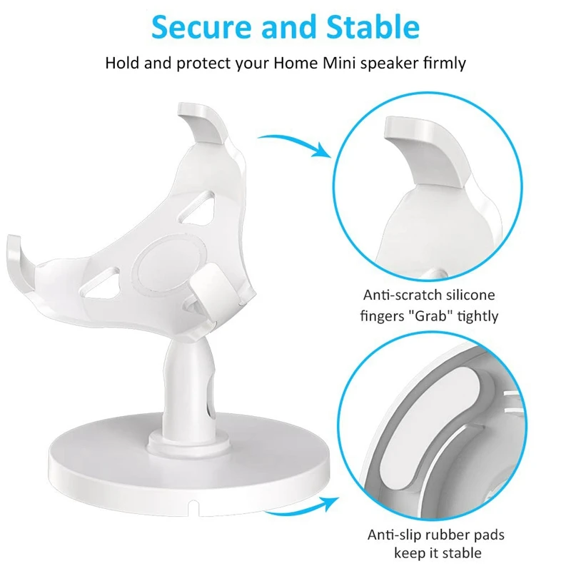Table Holder for Google Home Mini Voice Assistants, 360 degree Rotated Desktop Stand Mount- Improves Sound Visibility and Appea