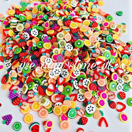 200Pcs Fimo Fruit Slices Decor Additives For Slime Filler Supplies Charms Clay Accessories Avocado Fimo For Nail Art Slime Toys - Цвет: 200Pcs Fruit