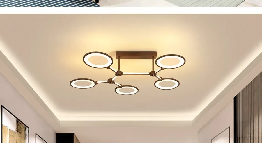 Кофе золото светодиодный LED люстры лампы для мотоциклов для гостиная спальня затемнения дистанционное управление акрил яркий освещение в