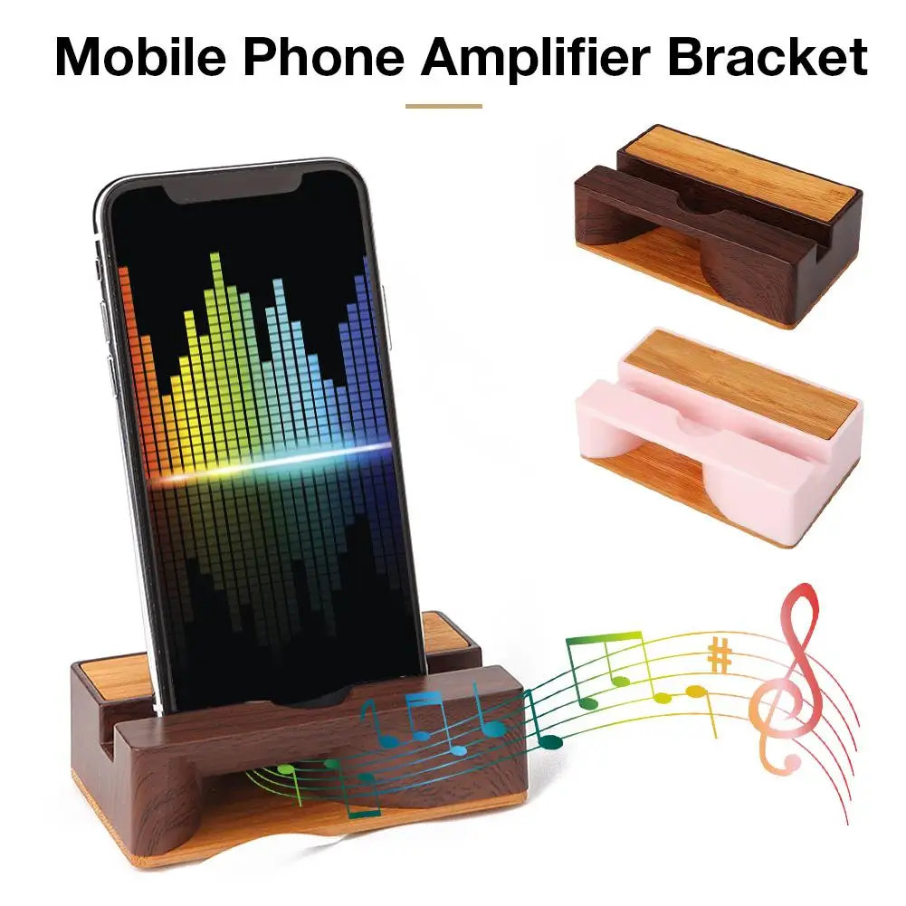 New 2-IN-1 Wooden Universal Mobile Phone Holder Mini Loudspeaker For iPhone Samsung Huawei Sound Amplifier Bracket Desktop Stand |