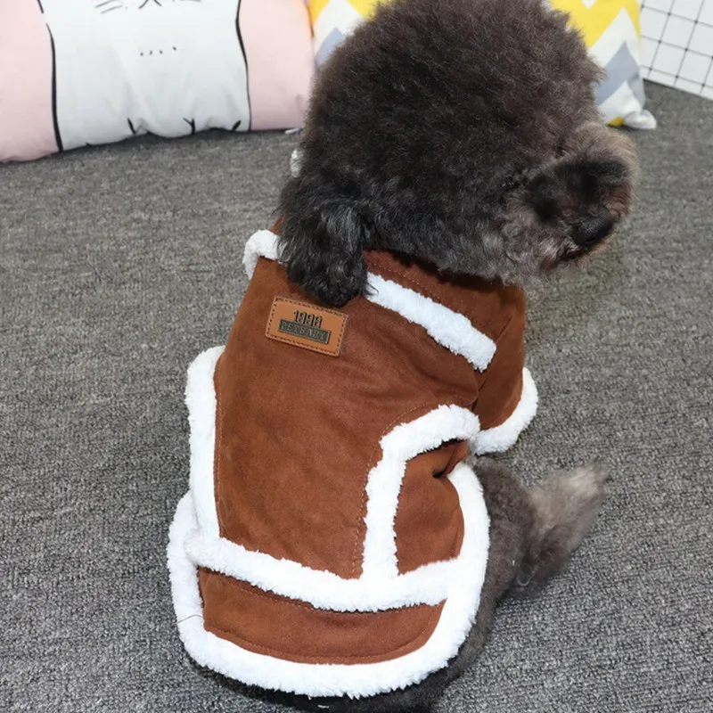 

Winter Dog Clothes Coat Fur Collar Jacket Puppy 2-legged Costume Coat Brown Red Blue