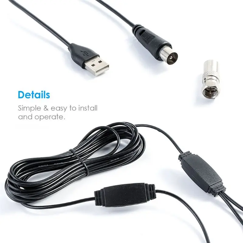 1080P Home Digital TV Antenna Signal Receiver Amplifier Indoor HDTV USB Aerial