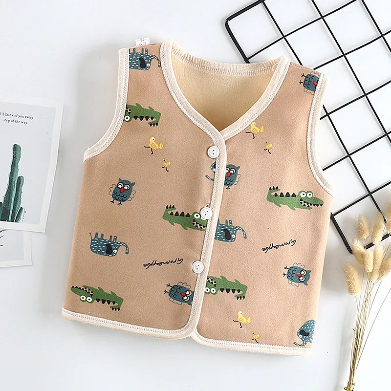 coffee crocodile Зимний жилет для малышей флисовый жилет для детей от 1 до 4 лет, верхняя одежда для малышей теплый детский жилет куртка для мальчиков зимняя одежда для маленьких девочек - Цвет: coffee crocodile