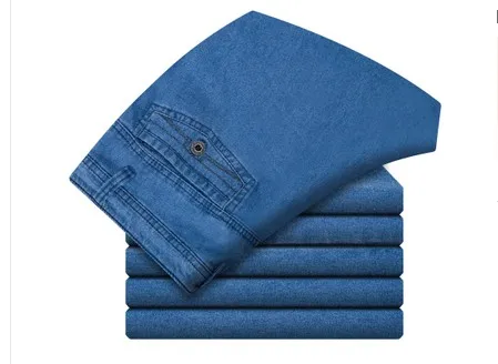 light blue Размер 30-45, мужские деловые джинсы, Классические мужские дешевые джинсы размера плюс, мешковатые прямые мужские джинсовые штаны, хлопковые Синие Рабочие джинсы для мужчин - Цвет: light blue