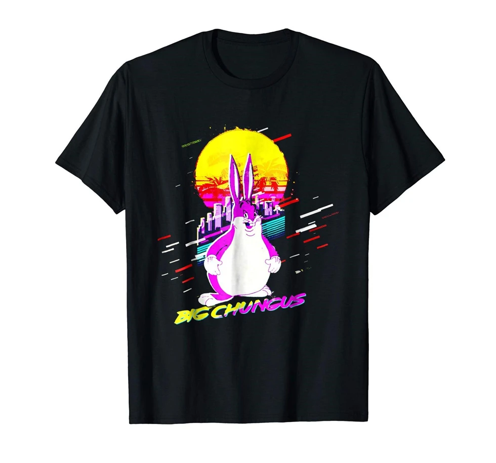 Большой Chungus забавный кролик черная футболка S-3Xl Винтажная Футболка | Мужская