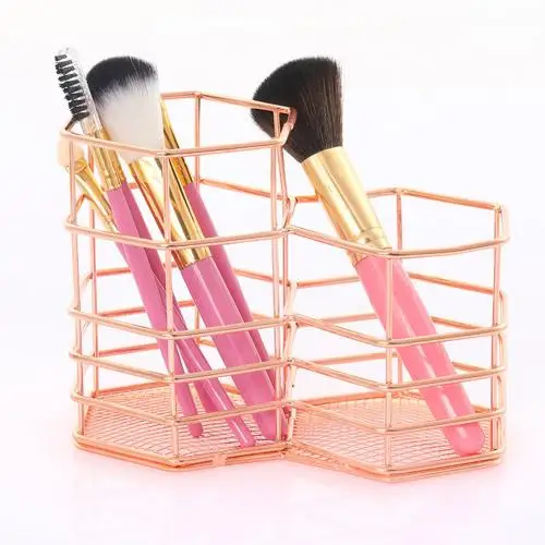Rose Gold Новинка, розовое золото, полый карандаш, держатель для карандашей, хранение кистей для макияжа, стол, органайзер, контейнер, органайзер, стол, канцелярский Декор - Цвет: Rose Gold