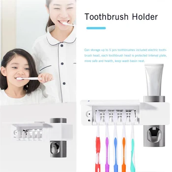 

Antibacterial Uv Light Ultraviolet Toothbrush Sterilizer Automatic Toothpaste Dispenser Tooth Brush Holder Oral Hygiene Cleaner