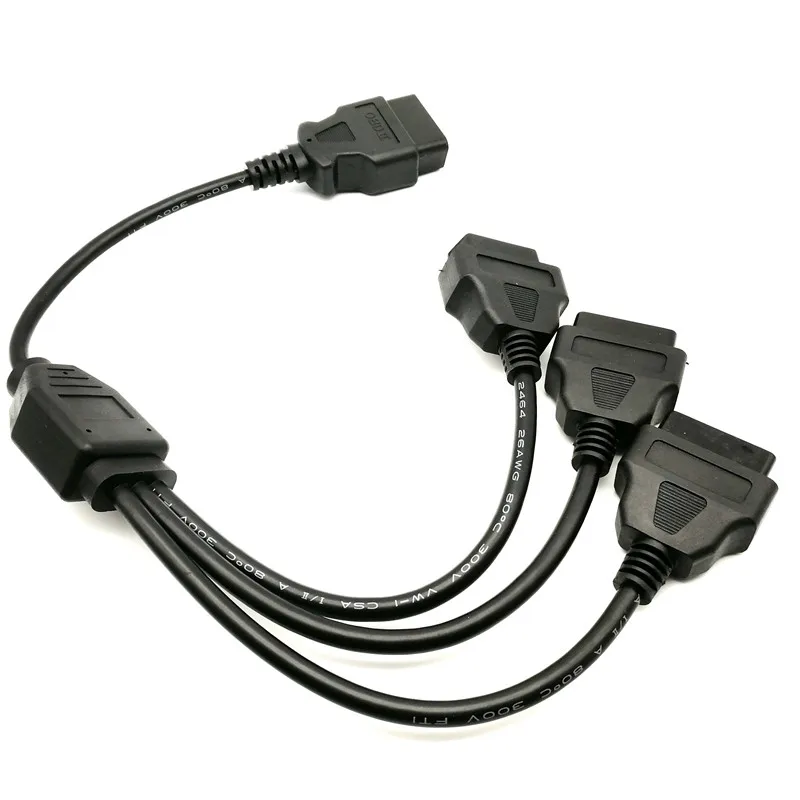 5 шт./лот! 30 см 16 pin OBD2 OBDII разветвитель удлинитель Y КАБЕЛЬ J1962 штекер двойной женский кабель OBD разъем OBD твердость провода