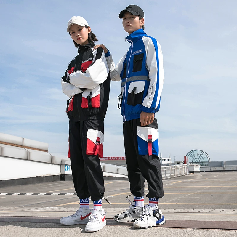 2 предмета, Ropa Deportiva Hombre Moda Survete, мужская куртка+ штаны, комбинированный осенний спортивный костюм с несколькими карманами для мужчин, комплект из двух предметов