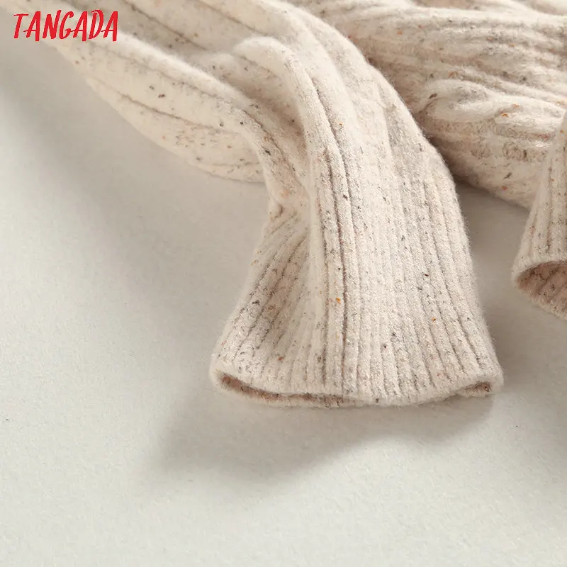 Tangada, женский зимний джемпер с высоким воротом, толстые теплые свитера с длинным рукавом, серые женские пуловеры, стильные топы, BC46
