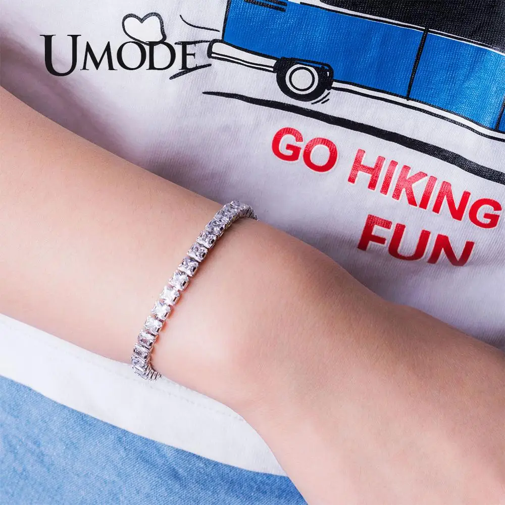 UMODE 0.25ct Clear Square Cubic Zirconia Tennis Bracelet Men Women Wedding Luxury Jewelry 0.16 inches Femme Moda UB0178A bracelet jewelry