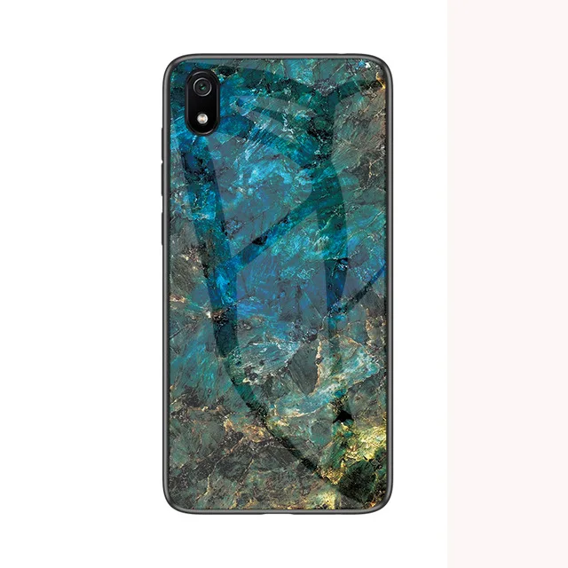 Emerald Green Мраморный глянцевый Жесткий чехол из закаленного стекла для Xiao mi Red mi 7 Note 7 Pro Red mi 7A mi 9T CC 9T мягкий силиконовый бампер - Цвет: Emerald Green