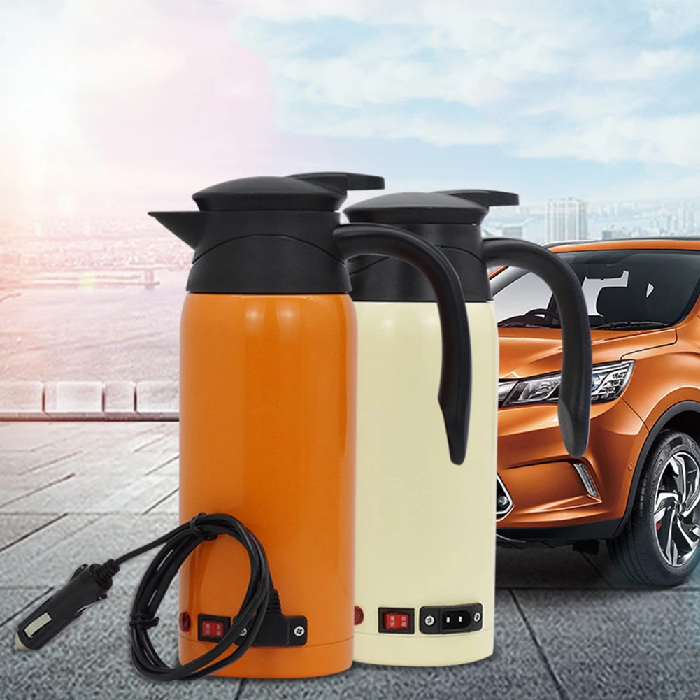 

800ML Stainless Steel Safe Car Electric Heated Water Kettle Bottle Cup 12-24V Travel Car Kettle Car Heater