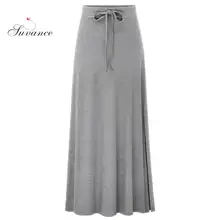 Suvance весенние модные трикотажные 4 однотонные Большие размеры S-6xl женские длинные юбки Jl-omw0203
