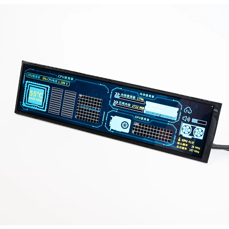 Nvarcher 1920*480HD IPS Screen Temperature Control Dynamic Display Desktop AIDA64 For Raspberry Pi Computer Display Case