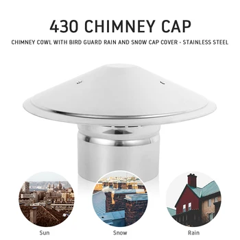 

Chimney Cap Mushroom Shaped Weatherproof Cap Stainless steel 430 Roof Hood Chimney Cowl with Bird Guard Rain and Snow Cap Cover