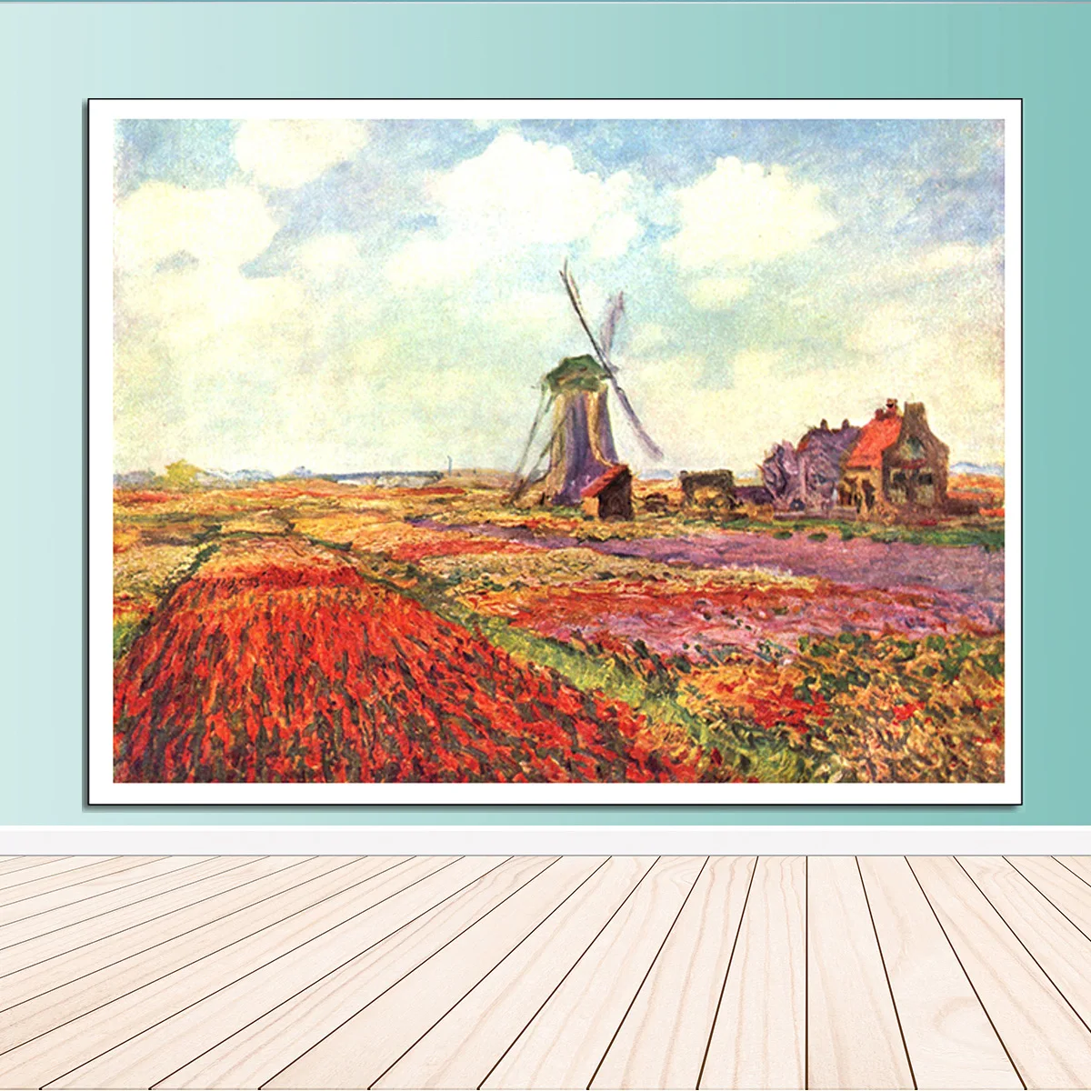 

Monet's Work Fields of Tulips In Holland Home Decoration Oil Painting Canvas Painting Spray Modern Wall Art Monet Netherlands