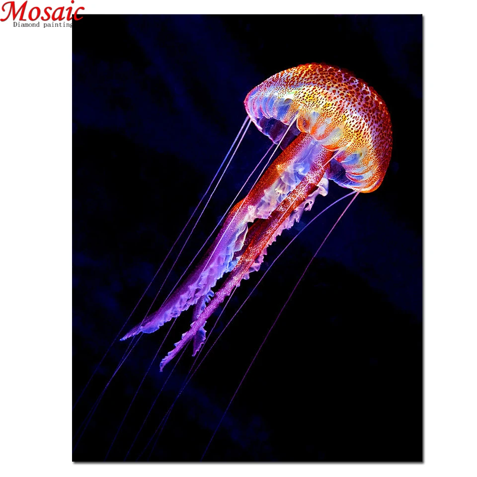 5d ダイヤモンド塗装クラゲ写真ラインストーン写真ダイヤモンドモザイクフル表示家の装飾ダイヤモンド刺繍販売 Aliexpress Home Garden