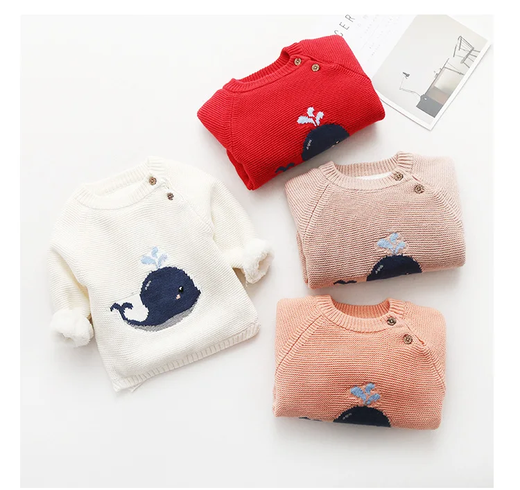 Thick Whale Baby Girl Sweater Knitted Cardigans Pullover Thick Warm Boys Sweaters Children Clothing Sweaters Kids Boys Tops