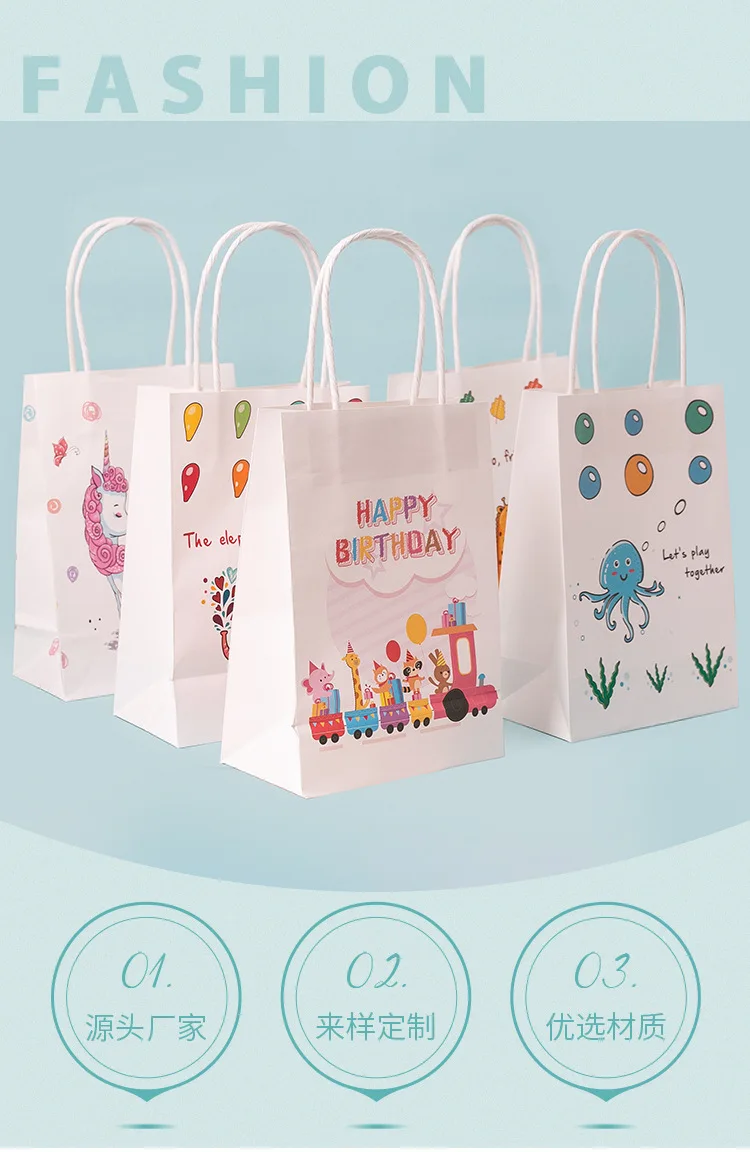 children cartoon animal gift bags cosmetic carrier bags customized bags Baby shower party paper traktatie kinderen verjaardag