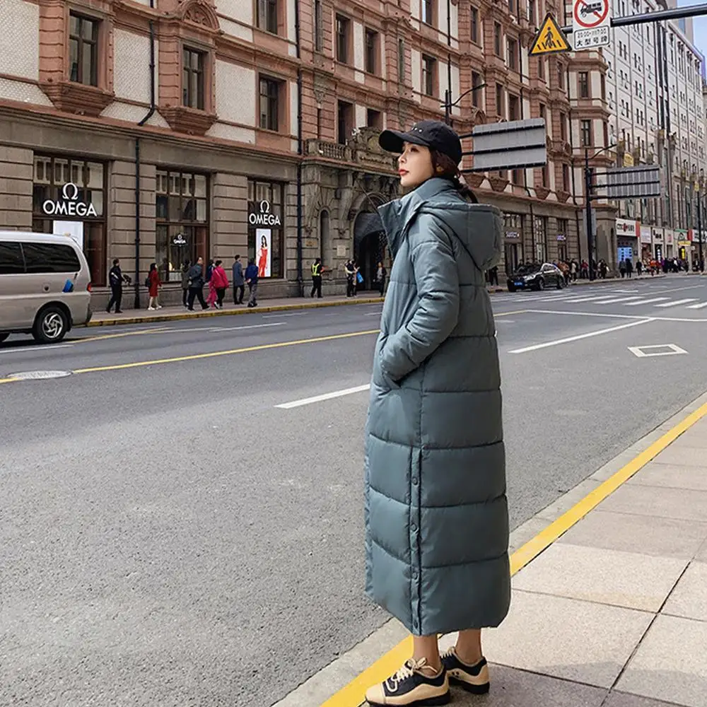 winter new Korean version of loose students thick super long paragraph over the knee commuter coat down jacket cotton women