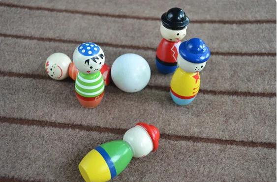 Деревянные детские игры с мячом, обучающая игрушка, мультяшный животный узор, дерево, маленькие Пираты, боулинг
