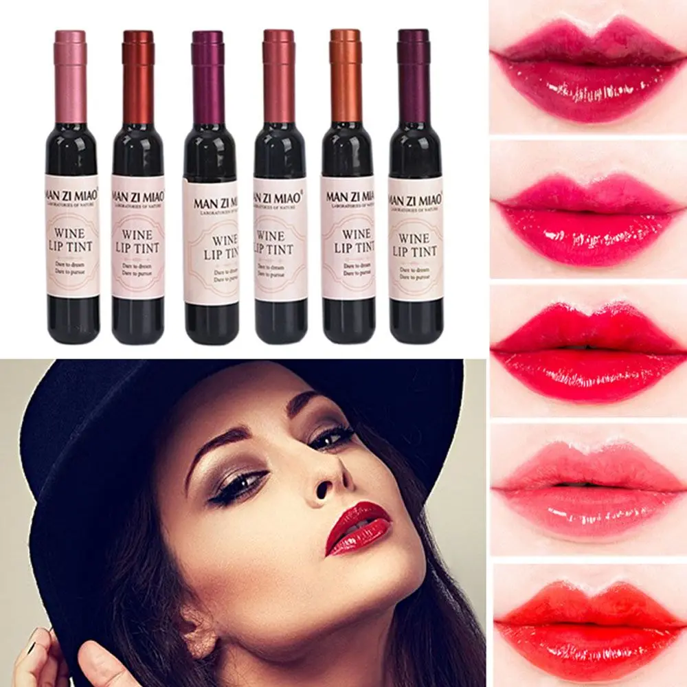 

6 Colors Wine Red Shape Lip Tint Sexy Waterproof Lip Gloss Baby Pink Lip Makeup Liquid Lipstick For Women Batom Cosmetic Tools
