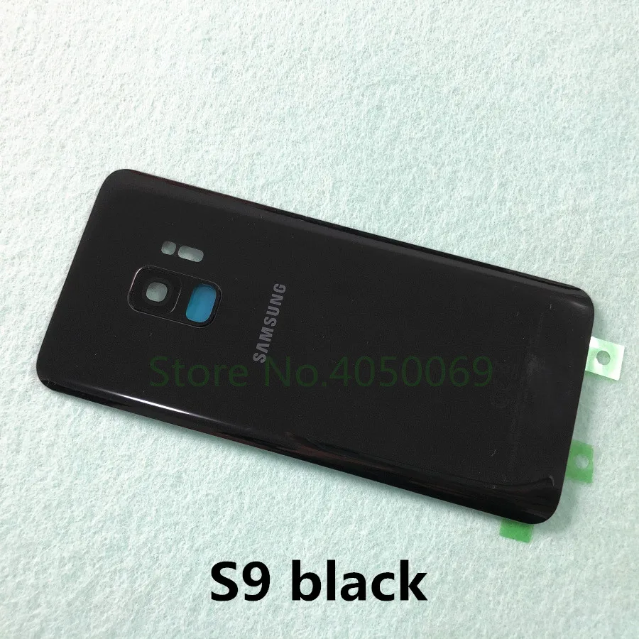 Чехол для SAMSUNG Galaxy S9 Plus S9+ G965 SM-G965F S9 G960 SM-960F со стеклянным задним аккумулятором, запасной чехол для задней двери - Цвет: S9 black