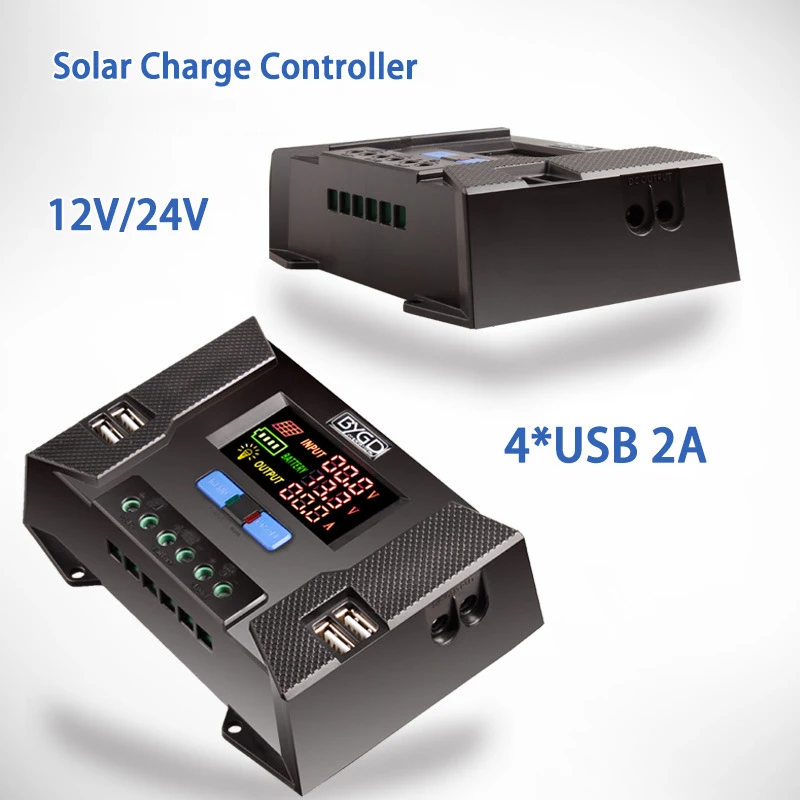 Солнечный 20A Зарядное устройство Контроллер Dual USB ЖК-дисплей Дисплей 12V 24V солнечных батарей Панель Зарядное устройство регулятор с нагрузкой