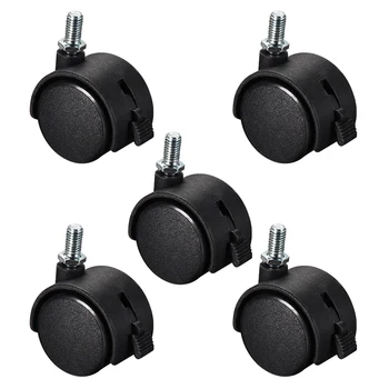 

uxcell Furniture Casters 1.5 Inch Nylon M8 x 15mm Threaded Stem Swivel Caster Wheels with Brake, 33lb Capacity Each Wheel, 5 Pcs