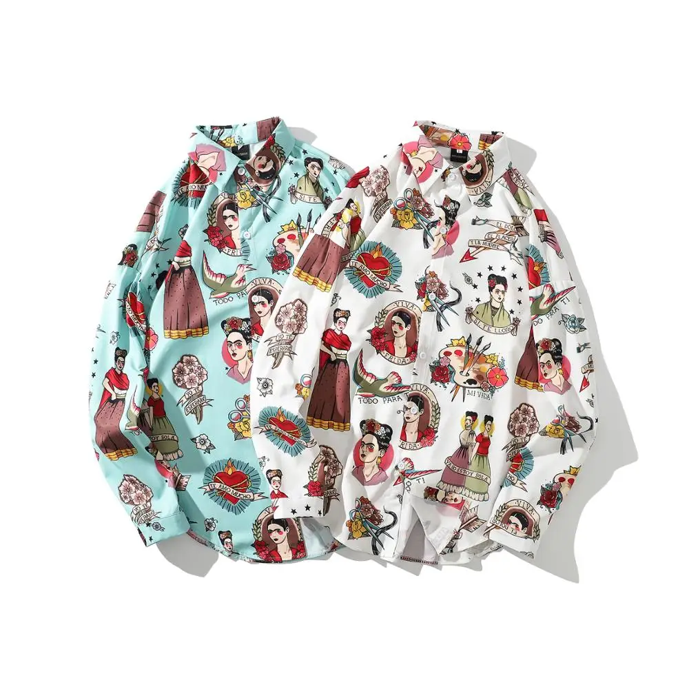Ручная роспись, Camisa Masculina,, модный принт, рубашка, блузка, мужская, повседневная, на пуговицах, рубашка, топ, блузки, длинный рукав, юбка