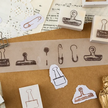 

Vintage Binder Clip Wooden Stamps Stationery Decoration Tools Paper Clip DIY Scrapbooking Diary Stamps 2020 Craft Supplies