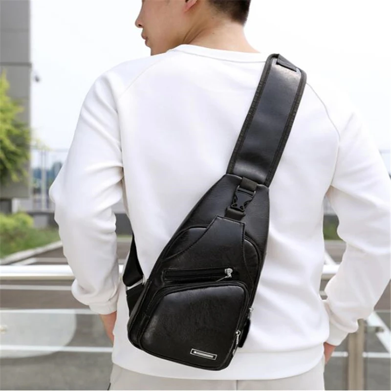 Shoulder Bag USB Charging Crossbody Chest Bag For Anti Theft Chest Waist Pack Trip Messenger Bags Single Strap Back Bag