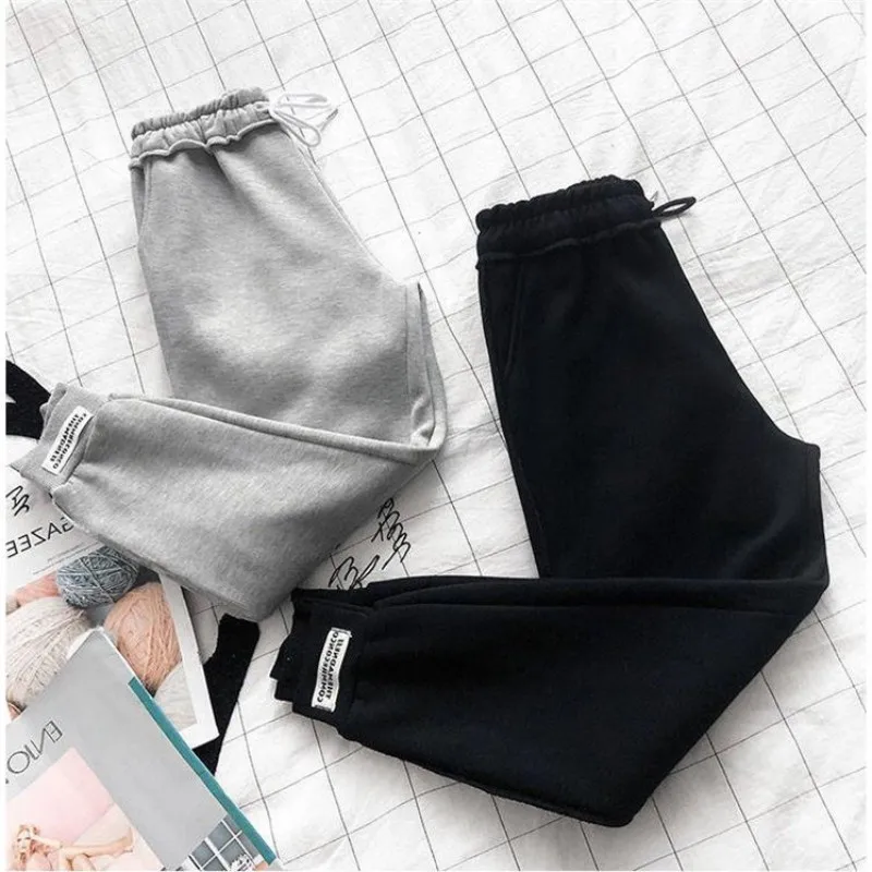 Весенне-осенние брюки ropa mujer Pantalon Femme женские повседневные свободные высокие эластичные спортивные штаны с принтом сбоку Harajuku