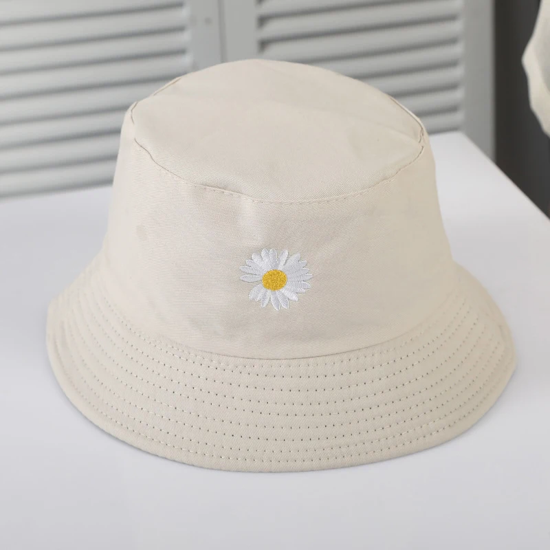 ladies bucket hat TON Women Bucket Fishing Hats Embroidery Daisies Cap Double-sided Wear lady Fisherman Hat Panama Casual hat for Women Gifts womens bucket hat with string