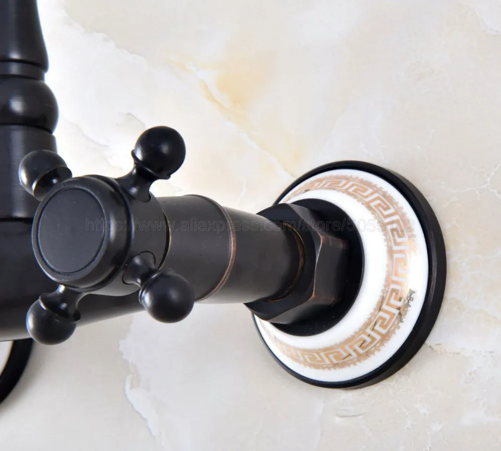 Bathroom Basin Sink Mix Tap Dual Handles Wall Mounted Kitchen Basin Sink Mixer Faucet znf873