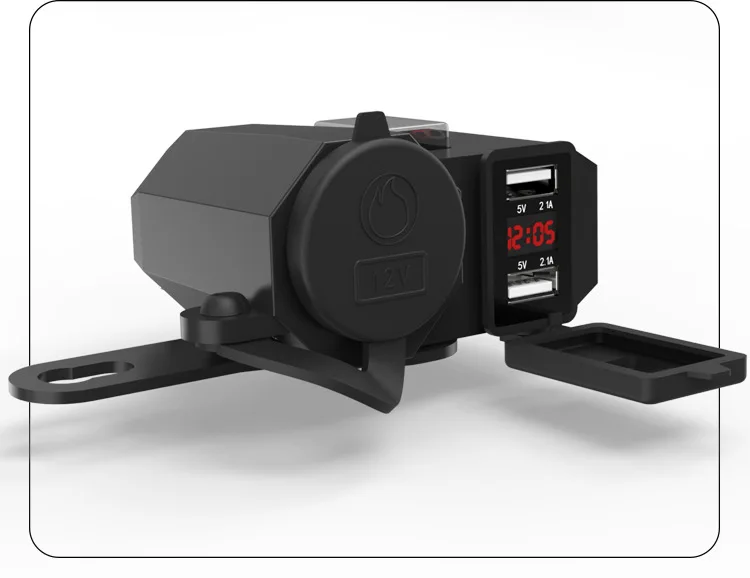 

1 Pc Motorcycle Cigarette Lighter Socket Outlet Dual USB Charger LED Voltmeter+Switch High Quality Intelligent Charger