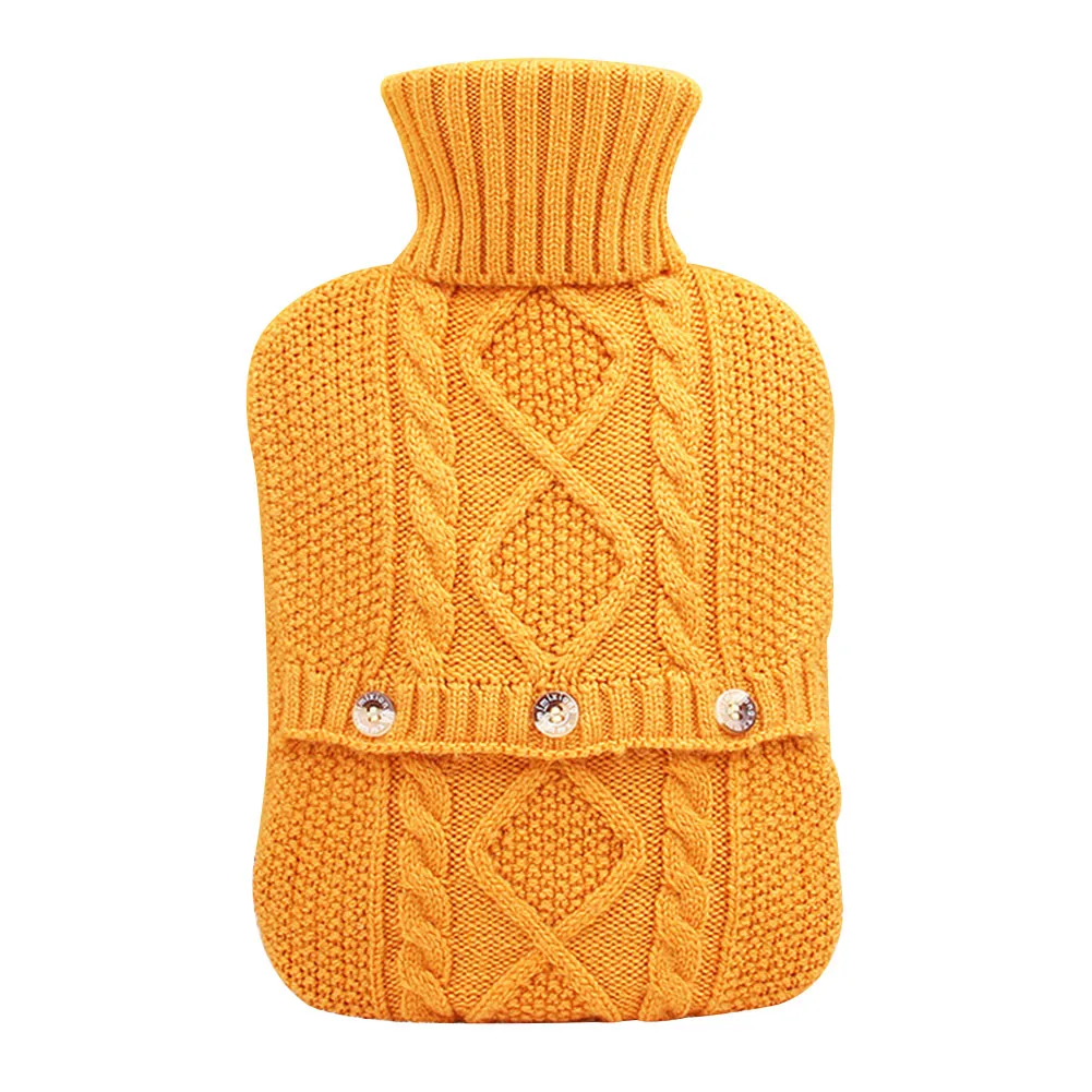 Цвет: желтый Folding Explosion Proof Protective Insulation Knitted Solid Portable Winter Washable Removable Hot Water Bottle Cover Large Warm - Цвет: Цвет: желтый